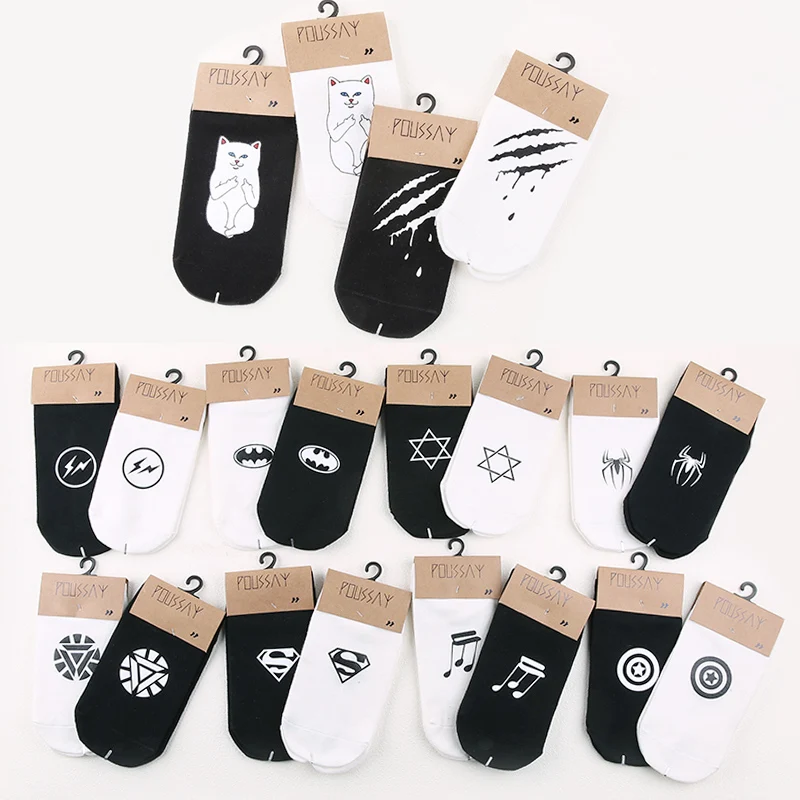Black And White Style Series Cool Couple Cotton Ankle Socks Excellent Quality Lightning Bat Spider Superman Pattern Short Sock
Black And White Style Series Cool Couple Cotton Ankle Socks Excellent Quality Lightning Bat Spider Superman Pattern Short Sock