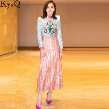 Ky&Q 2017 New Elegant Summer Autumn Patchwork Dress Women Long Sleeve Sequined Diamond Female Party Long Dresses Vestidos 
Ky&Q 2017 New Elegant Summer Autumn Patchwork Dress Women Long Sleeve Sequined Diamond Female Party Long Dresses Vestidos
