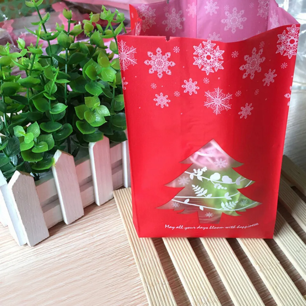 50pcs/set merry christmas kraft paper bag cookie packaging bags