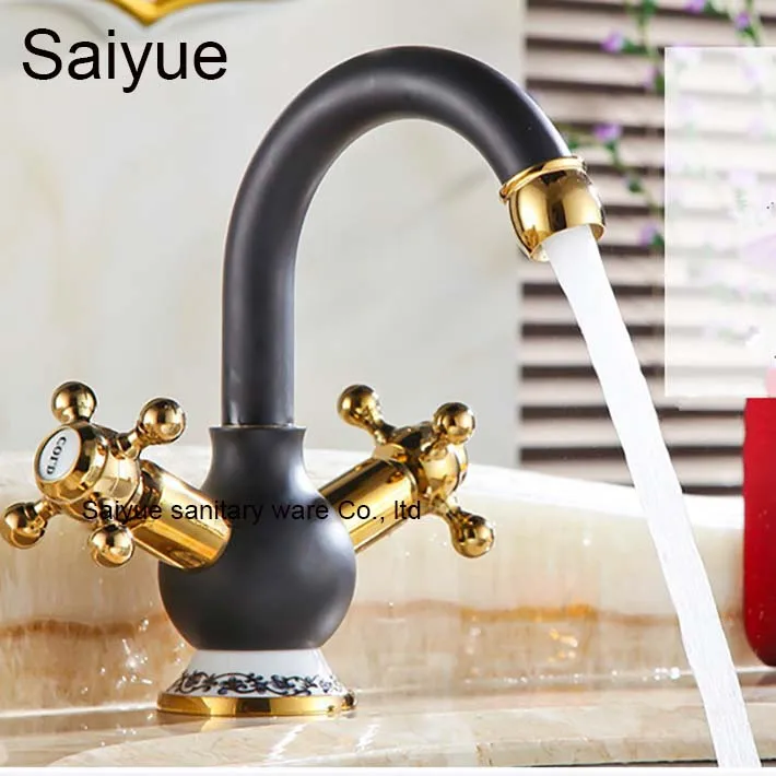 New Elegant Perfect Black Gold Blue and Gold Dual Handle High Quality Brass Material Bathroom Basin Mixer Tap Bath Sink Faucet
New Elegant Perfect Black Gold Blue and Gold Dual Handle High Quality Brass Material Bathroom Basin Mixer Tap Bath Sink Faucet