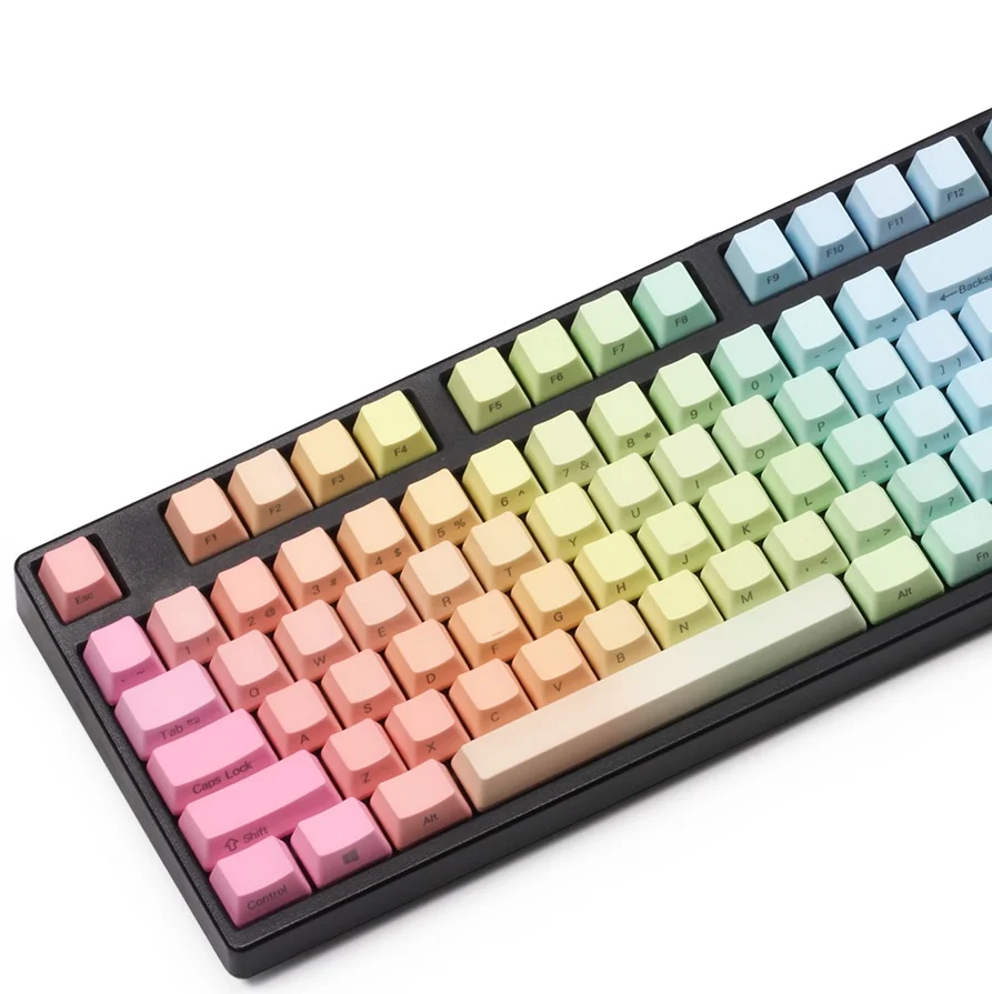Rainbow keycap Side printed Thick PBT OEM profile 61/87/104 keys for cherry mx mechanical keyboard
Rainbow keycap Side printed Thick PBT OEM profile 61/87/104 keys for cherry mx mechanical keyboard