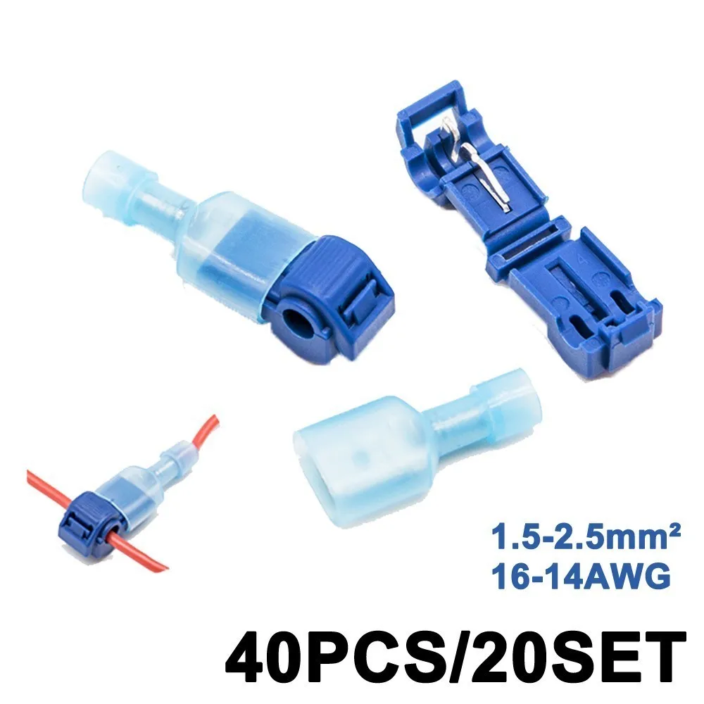 40PCS/20Set T2 15A Scotch Lock Quick Splice Wire Connectors Terminals Crimp Electrical Car 18-14AWG 1-2.5mm^2 AC/DC Wire Set
40PCS/20Set T2 15A Scotch Lock Quick Splice Wire Connectors Terminals Crimp Electrical Car 18-14AWG 1-2.5mm^2 AC/DC Wire Set
