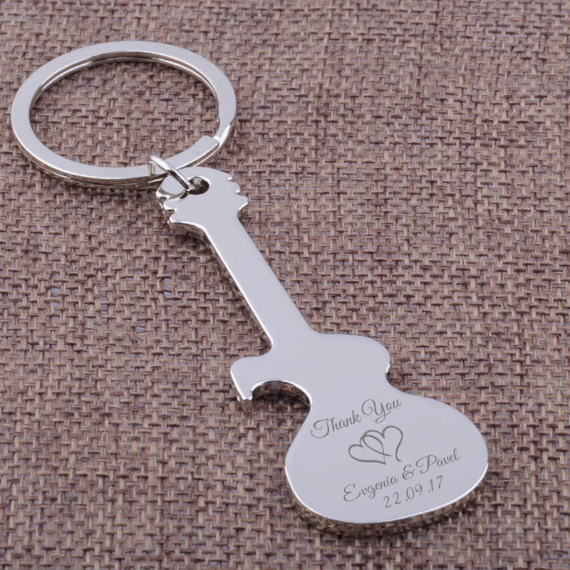 25pcs Custom Engraved Metal Guitar Shaped Bottle Opener Keychain Key Holder Party Souvenir Personalized Wedding Favor and Gift
25pcs Custom Engraved Metal Guitar Shaped Bottle Opener Keychain Key Holder Party Souvenir Personalized Wedding Favor and Gift