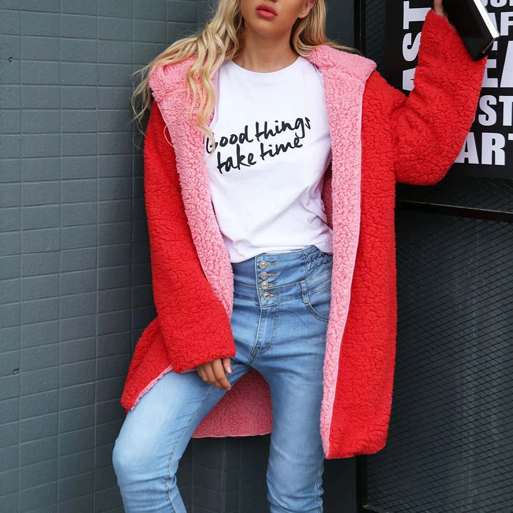 Winter Women Fashion Hooded Faux Fur Coat Autumn Warm Plush Outerwear Two Sides Reversible Long Jacket Coat For Women Streetwear
Winter Women Fashion Hooded Faux Fur Coat Autumn Warm Plush Outerwear Two Sides Reversible Long Jacket Coat For Women Streetwear