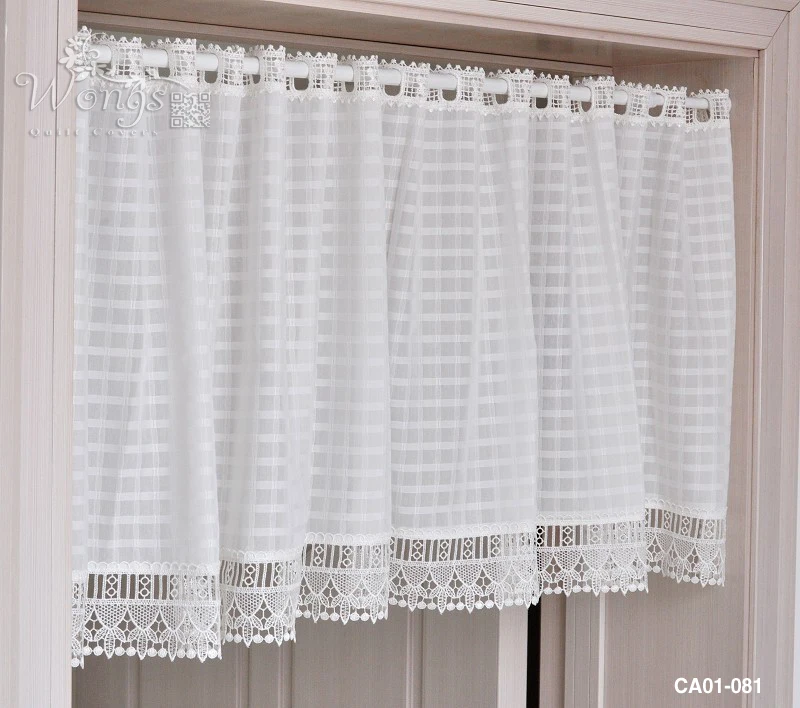 Image British Half curtain Embroidery Window Valance White square coffee Curtain Kitchen Cabinet Door water soluble lace short rustic