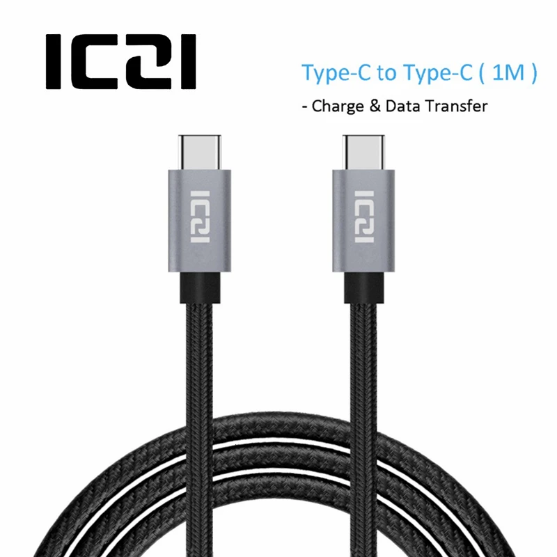 ICZI 1m 2m Type C to Type C Cable Male to Male Data Sync Charger USB-C Cable For MacBook Pro Google Pixel XL Nexus 5X 6P
ICZI 1m 2m Type C to Type C Cable Male to Male Data Sync Charger USB-C Cable For MacBook Pro Google Pixel XL Nexus 5X 6P