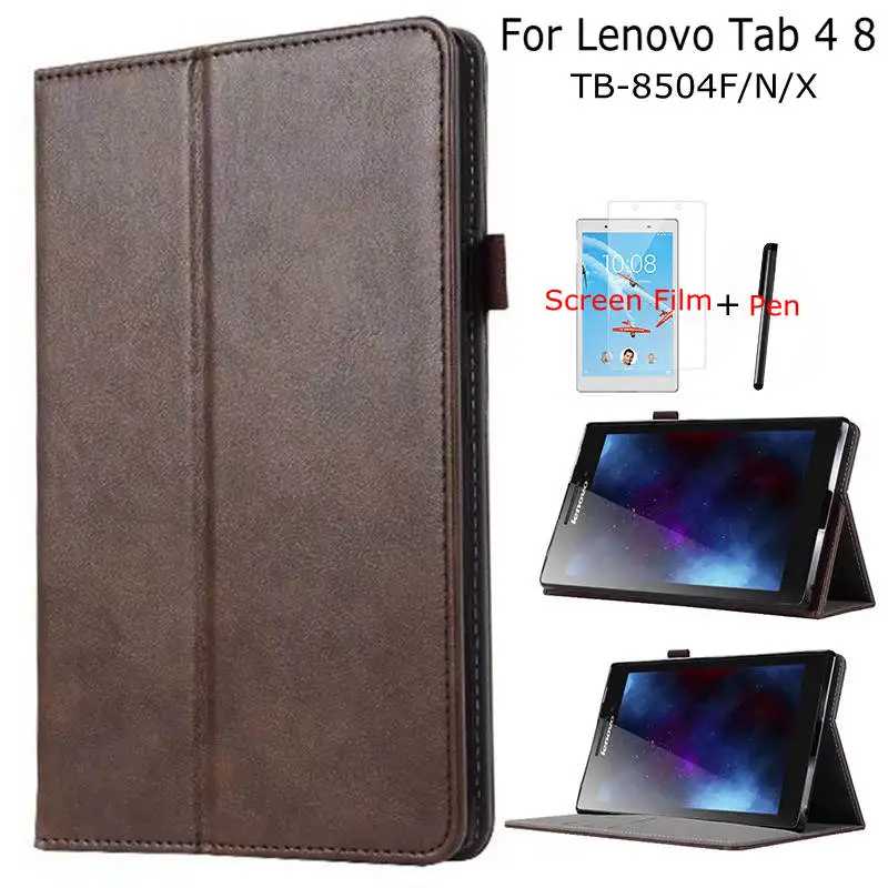 

Magnetic Case for Lenovo Tab 4 8 TB-8504F/8504N/8504X 8.0" Tablet, iBuyiWin PU Leather Funda Cover Shell+Free Screen Film+Pen