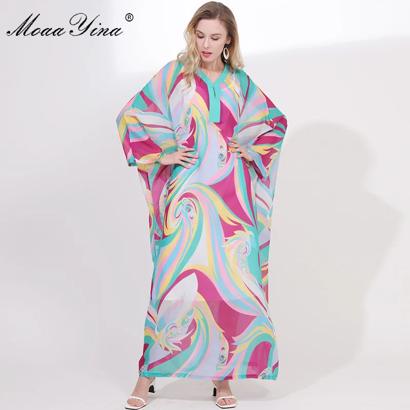 MoaaYina Spring Runway Bohemia Dresses Women V-neck Batwing Sleeve Color Stripe Print Casual Vacation Loose Robe Maxi Dresses
MoaaYina Spring Runway Bohemia Dresses Women V-neck Batwing Sleeve Color Stripe Print Casual Vacation Loose Robe Maxi Dresses