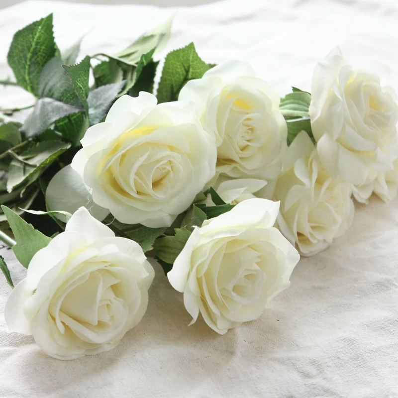 8pcs 11pcs Real Touch Silk Rose Artificial Flowers Wedding Bridal