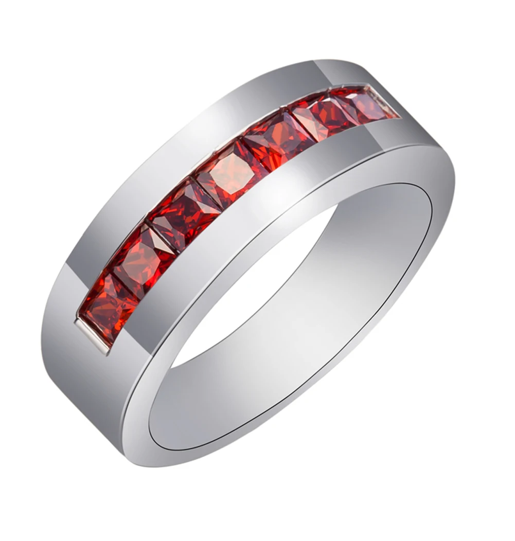 2019 popular silver ring red rhinestone cubic zirconia men and women marriage engagement Valentine's Day gift | Украшения и