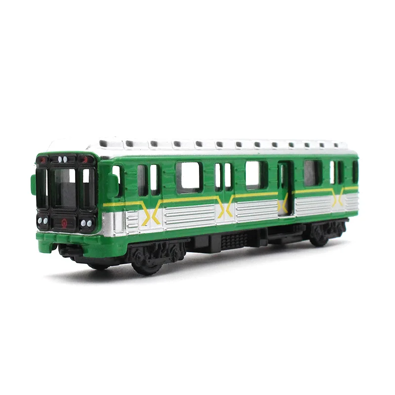 

kids toys Diecast Train model subway green leather locomotive Collection decoration metallic material Pull back toy car