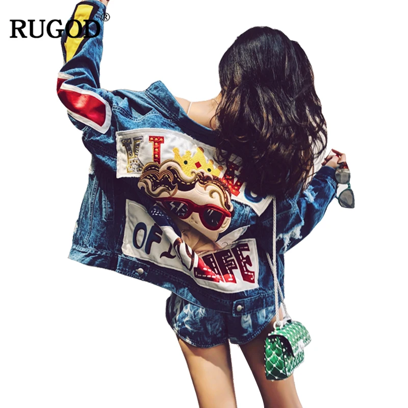 RUGOD 2019 New Fashion Handmade Cartoon Print Jean Jacket Women Vintage Ripped Hole Long Sleeve Denim Jackets Casaco Feminino
RUGOD 2019 New Fashion Handmade Cartoon Print Jean Jacket Women Vintage Ripped Hole Long Sleeve Denim Jackets Casaco Feminino