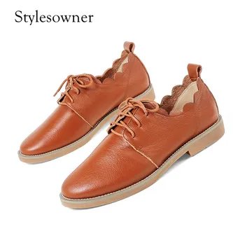 Stylesowner Mature Style 2018 High Quality Popular Soft Woman Pumps Cow Leather Low Heels Lace-up All-match Retro Leisure Shoes
Stylesowner Mature Style 2018 High Quality Popular Soft Woman Pumps Cow Leather Low Heels Lace-up All-match Retro Leisure Shoes