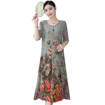 chiffon silk vintage floral dress plus size women casual long loose summer beach party dress elegant vestidos clothes 2019 dress 
chiffon silk vintage floral dress plus size women casual long loose summer beach party dress elegant vestidos clothes 2019 dress