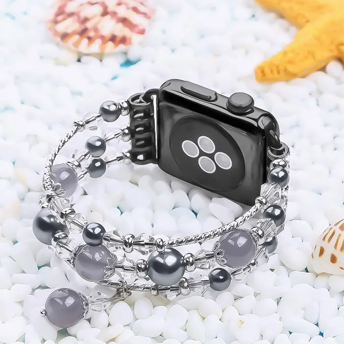 Bracelet en acier inoxydable pour apple watch, 42mm 38mm iwatch série 6/SE/5/4/3/2 44mm 40mm, bracelet élastique en agate extensible Bracelet en acier inoxydable pour apple watch, 42mm 38mm iwatch série 6/SE/5/4/3/2 44mm 40mm, bracelet élastique en agate extensible