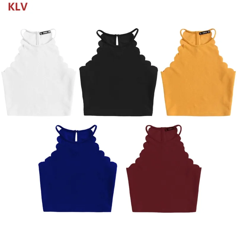 Lingerie KLV Women's Scallop Trim Sleeveless Halter Neck Crop Tank Tops Cami Vest Solid Color
Lingerie KLV Women's Scallop Trim Sleeveless Halter Neck Crop Tank Tops Cami Vest Solid Color