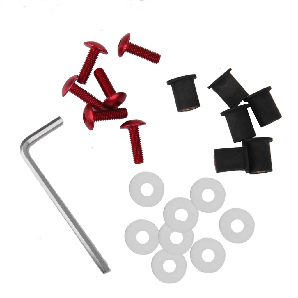 5mm Windshield Mounting Nuts Fairing Windscreen Screw Bolt Kit Windshield Mounting Nuts Red Black Silver