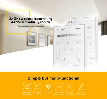 Milight T1 AC220V 4-Zone Brightness Dimming Smart Panel Remote Controller led dimmer for led strip lighting tape bulbs lamps
Milight T1 AC220V 4-Zone Brightness Dimming Smart Panel Remote Controller led dimmer for led strip lighting tape bulbs lamps