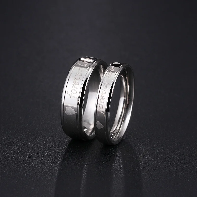

CACANA Stainless Steel Rings For Women Double Forever Love Engagement Fashion Jewelry Rings For Male Party Wedding