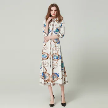 cotton long dress summer women 2018 print elegant three quarter turn-down collar slim office lady party new fashion
cotton long dress summer women 2018 print elegant three quarter turn-down collar slim office lady party new fashion