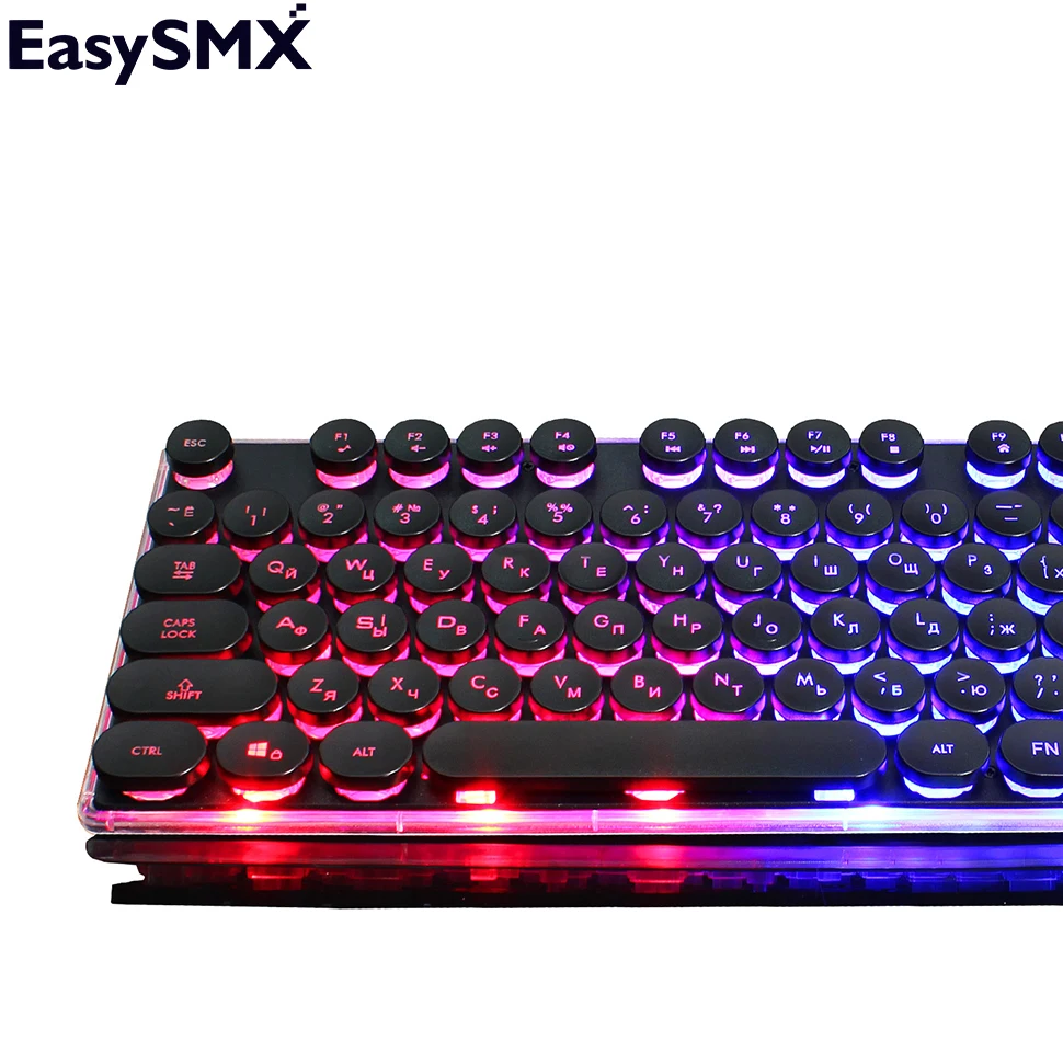 USB PC Keyboard EasySMX KB202 Gaming Keyboard Retro Round Glowing Keycaps Keyboard Backlit Russian keyboard For Computer Gamers
USB PC Keyboard EasySMX KB202 Gaming Keyboard Retro Round Glowing Keycaps Keyboard Backlit Russian keyboard For Computer Gamers