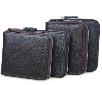 Men's short zippered cowhide leather wallet men's handmade purse men's card holder black brown
Men's short zippered cowhide leather wallet men's handmade purse men's card holder black brown