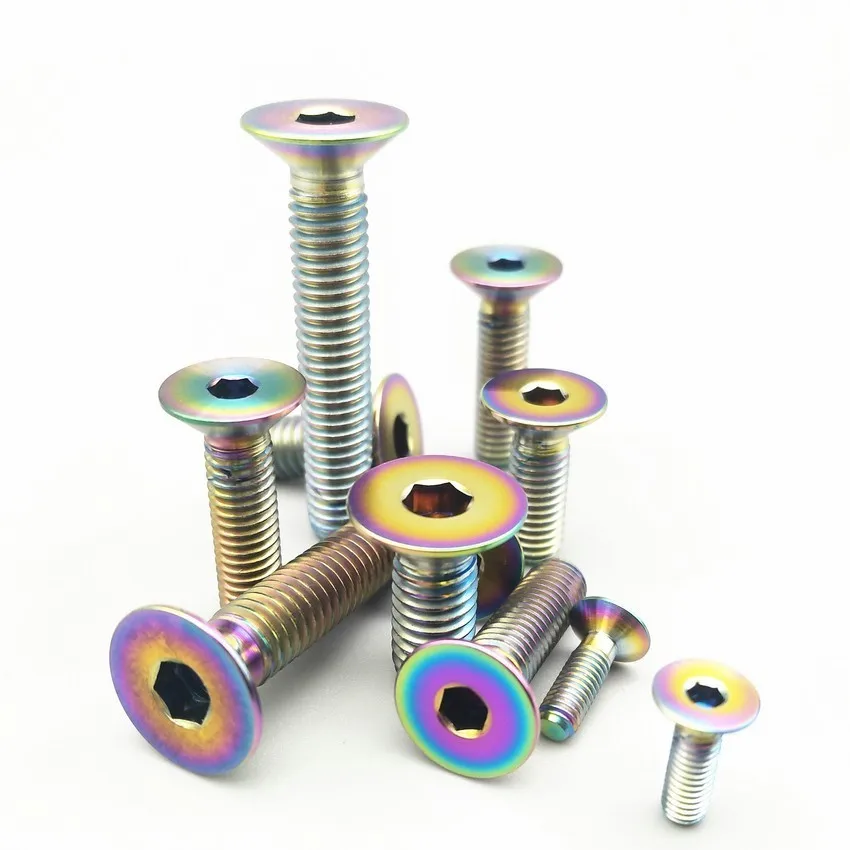 Titanium bolts M3 M4 M5 M6 Countersunk Allen Head Gold Multiple Color Hexagon Socket Titanium Screws Fastener 6pcs
Titanium bolts M3 M4 M5 M6 Countersunk Allen Head Gold Multiple Color Hexagon Socket Titanium Screws Fastener 6pcs