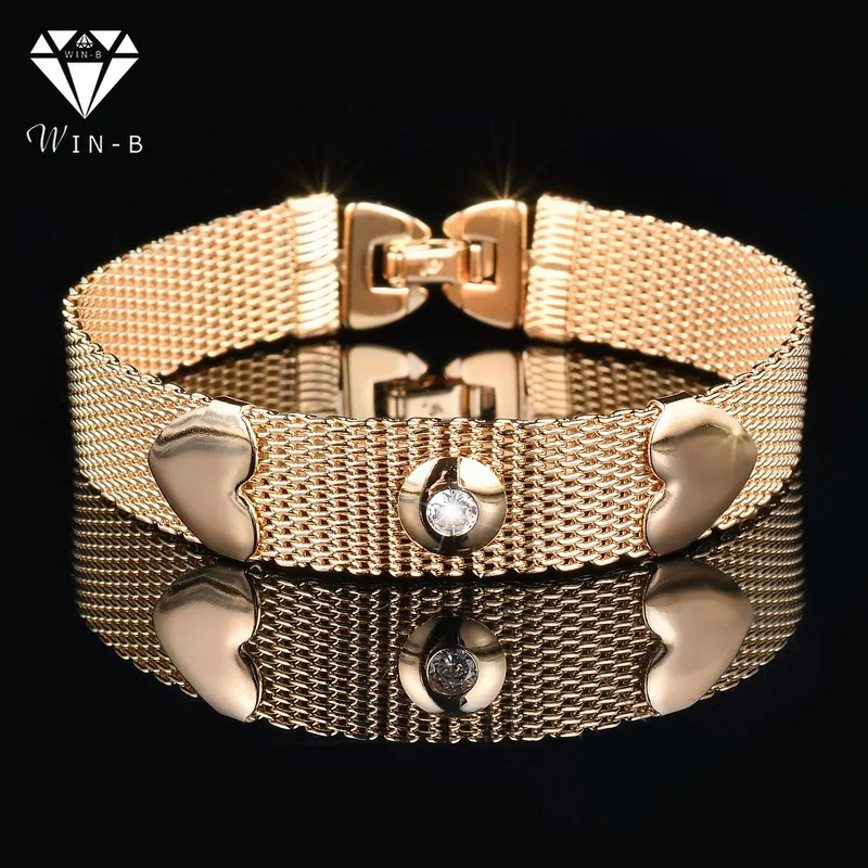 WIN-B Men's Heart Gold Love Bracelets Copper Alloy Crytal Stone Chain Male Metal Sport Bangles Valentines Gift pulseiras homem
WIN-B Men's Heart Gold Love Bracelets Copper Alloy Crytal Stone Chain Male Metal Sport Bangles Valentines Gift pulseiras homem