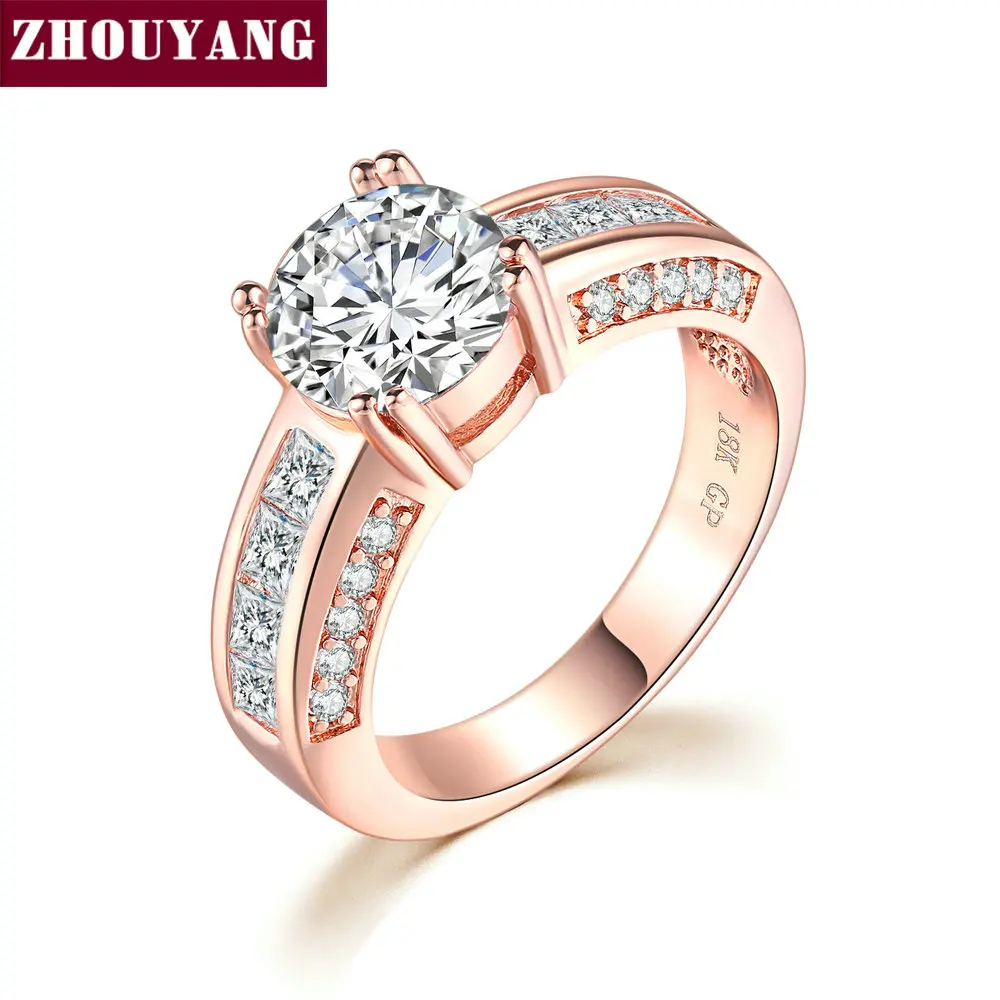 ZHOUYANG Wedding Rings For Women Four Claw AAA+ Round Cut Cubic Zirconia Rose Gold Color Party Fashion Jewelry Gift R036
ZHOUYANG Wedding Rings For Women Four Claw AAA+ Round Cut Cubic Zirconia Rose Gold Color Party Fashion Jewelry Gift R036