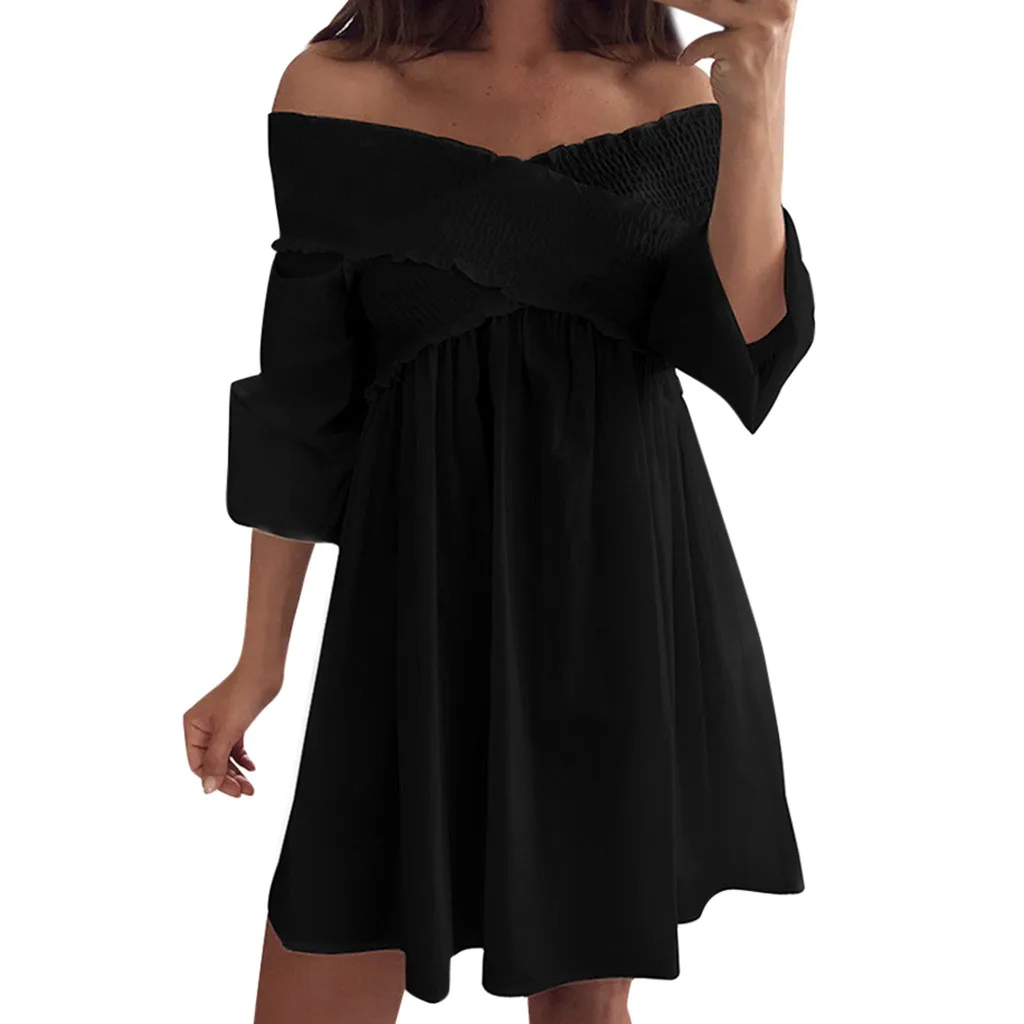 Feitong Sexy Off Shoulder Dress Women Ruffled V-Neck Cross Loose Casual Dresses Solid Color Streetwear Mini Clubwear Party Dress
Feitong Sexy Off Shoulder Dress Women Ruffled V-Neck Cross Loose Casual Dresses Solid Color Streetwear Mini Clubwear Party Dress