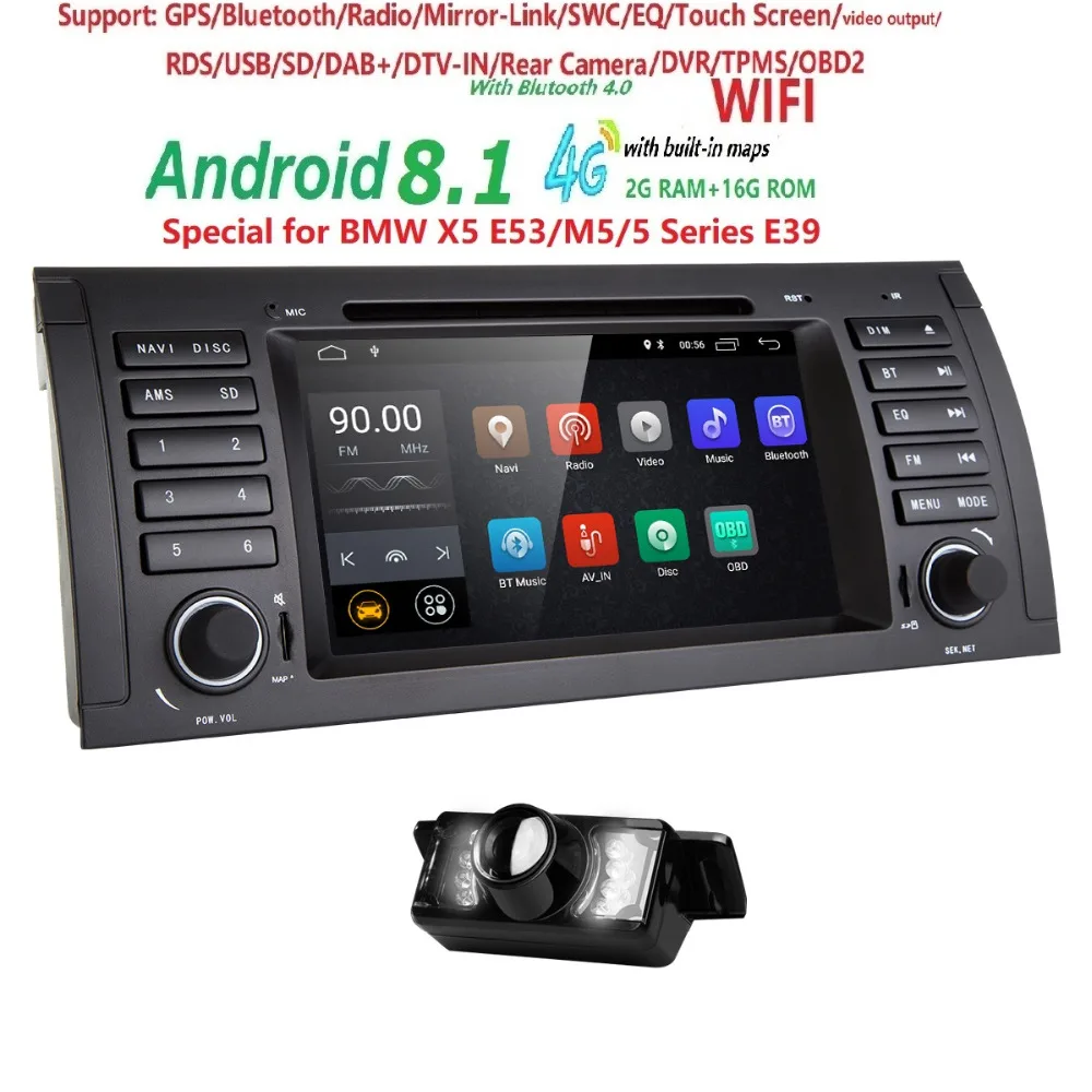 Android 8.1 7"Car DVD Player Quad Core for BMW 5 Series E39 /X5 E53/M5/7 Series E38 Radio/SWC/USB/SD/4G/WIFI/MAP GPS Free Camera
Android 8.1 7"Car DVD Player Quad Core for BMW 5 Series E39 /X5 E53/M5/7 Series E38 Radio/SWC/USB/SD/4G/WIFI/MAP GPS Free Camera