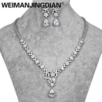 WEIMANGJINGDIAN Brand Gorgeous Teardrop Cubic Zirconia Crystal Floral Necklace and Earring Jewelry Set for Bride
WEIMANGJINGDIAN Brand Gorgeous Teardrop Cubic Zirconia Crystal Floral Necklace and Earring Jewelry Set for Bride