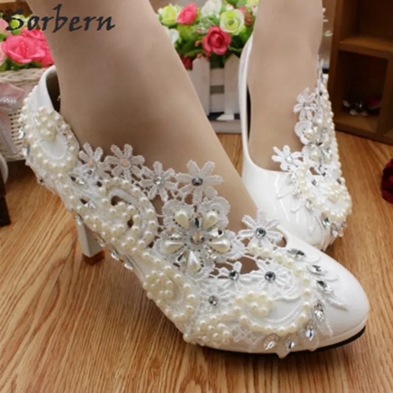 Sorbern Elegant Pearls Lace Bridal Shoes High Heel Pump Crystals Luxury Ladies Wedding Shoes Flowers Round Toe High Heels
Sorbern Elegant Pearls Lace Bridal Shoes High Heel Pump Crystals Luxury Ladies Wedding Shoes Flowers Round Toe High Heels