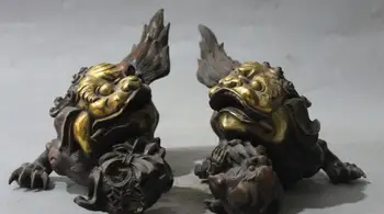 free shipping 12" Bronze Gilt Guardian Phylactery Foo Fu Dog Lion Lion Kid Ball Pair Statue
free shipping 12" Bronze Gilt Guardian Phylactery Foo Fu Dog Lion Lion Kid Ball Pair Statue