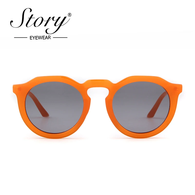 

STORY fashion round sunglasses women 2019 brand designer vintage Orange Frame 90s Sun Glasses retro Female Black Shades S8887F
