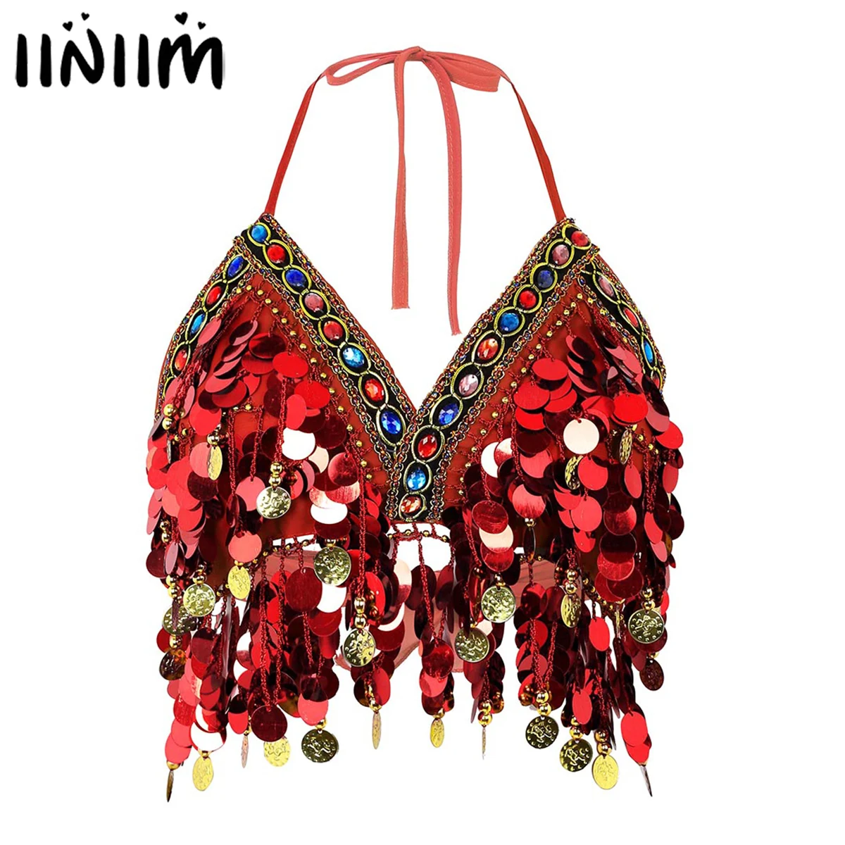 iiniim Women Beaded Glitter Circle Tassels Back Tie Up Padded Chiffon Salsa Belly Dance Boho Festival Club Tribal Bra Crop Top
iiniim Women Beaded Glitter Circle Tassels Back Tie Up Padded Chiffon Salsa Belly Dance Boho Festival Club Tribal Bra Crop Top