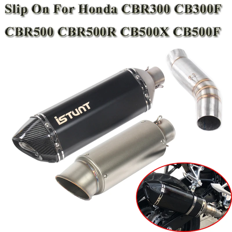 Motorcycle Exhaust Escape Slip On For CBR300 CBR500 CBR500R CBR300F CB500X CB500F Modified Muffler Middle Link Pipe DB Killer
Motorcycle Exhaust Escape Slip On For CBR300 CBR500 CBR500R CBR300F CB500X CB500F Modified Muffler Middle Link Pipe DB Killer