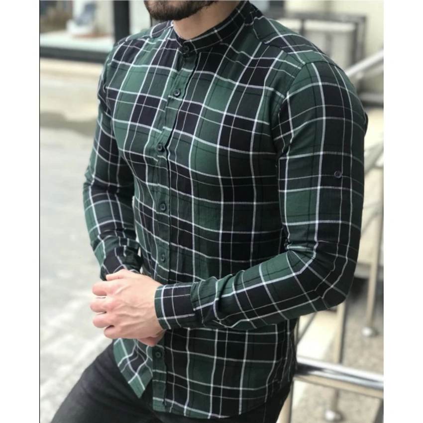 2019 New Men's Stand Collar Long Sleeve Men's Shirt Fashion Male Plaid Shirt Tops Spring and Autumn Clothing Shirt For Men
2019 New Men's Stand Collar Long Sleeve Men's Shirt Fashion Male Plaid Shirt Tops Spring and Autumn Clothing Shirt For Men