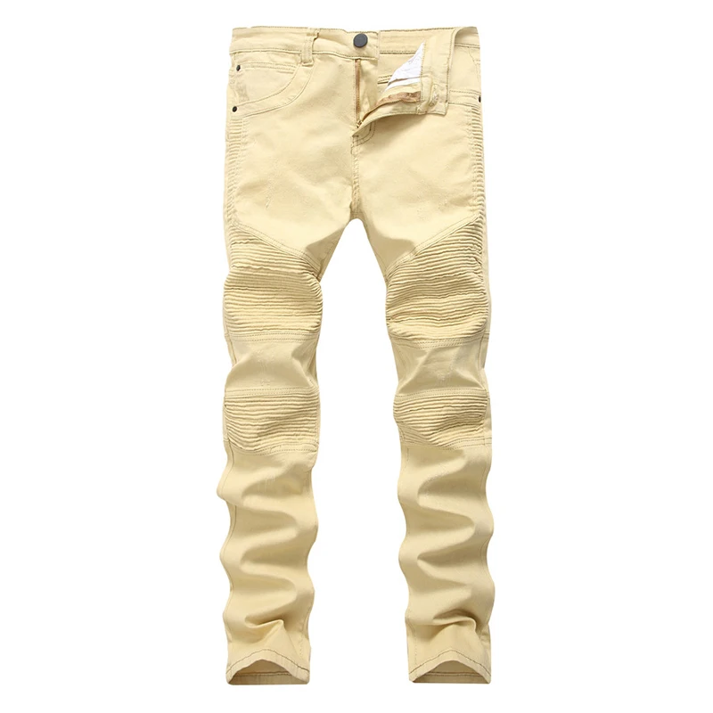 High Strech Jeans Men Pants Fear of God Trousers Denim Motorcycle Pant Boost Man Masculina Skinny Slim Fit Joggers 2017