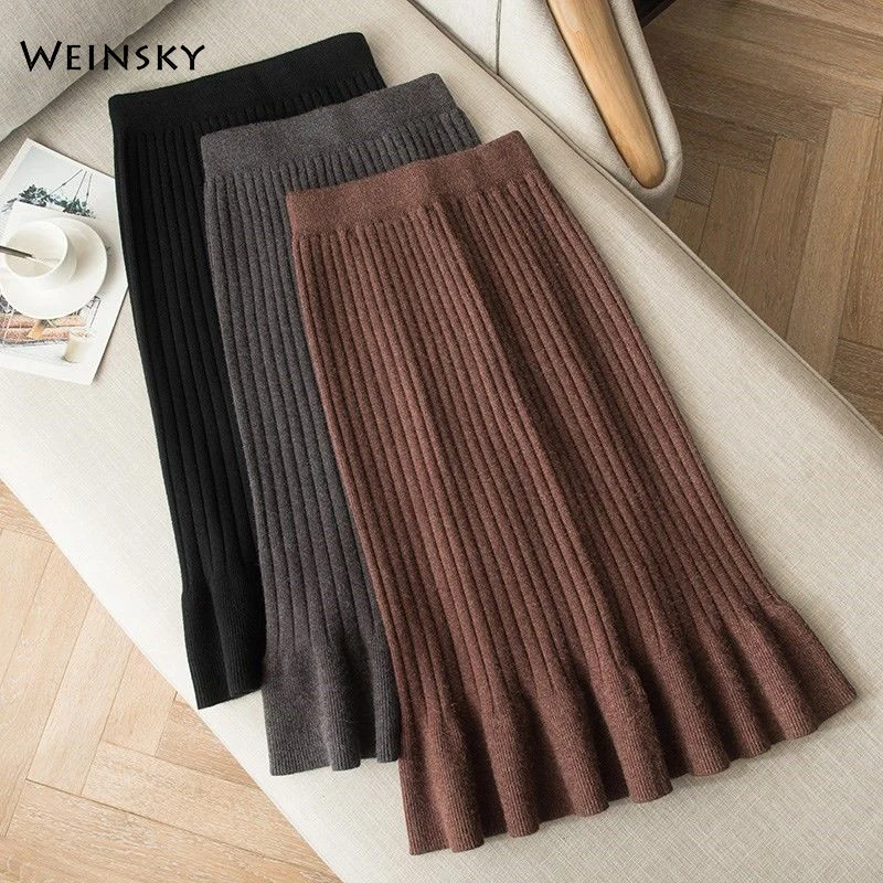 Trumpet Skirt High Waist 2019 Autumn Winter Women Elegant Knitted Bodycon Skirt Black Solid Ladies Office Wear Skirts
Trumpet Skirt High Waist 2019 Autumn Winter Women Elegant Knitted Bodycon Skirt Black Solid Ladies Office Wear Skirts