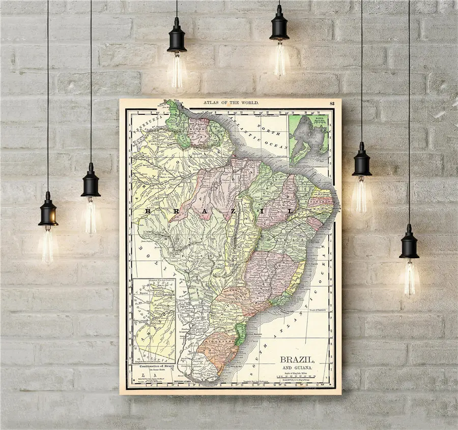 1892 Antique BRAZIL MAP Poster Wall Sticker for Home Living Room Bedroom Cafe Bar Decor Retro Poster Canvas Print Painting
1892 Antique BRAZIL MAP Poster Wall Sticker for Home Living Room Bedroom Cafe Bar Decor Retro Poster Canvas Print Painting