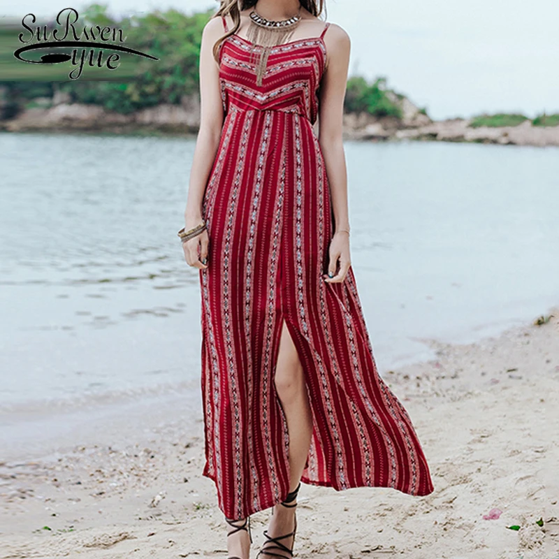 2019 fashion Bohemian style Women Dress Holiday beach Summer dress Sexy stripe Red ankle length Dress A-Line Dresses 0066 30
2019 fashion Bohemian style Women Dress Holiday beach Summer dress Sexy stripe Red ankle length Dress A-Line Dresses 0066 30