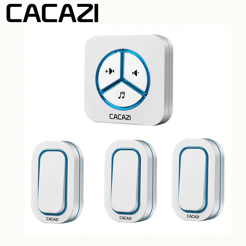 CACAZI Wireless Battery Doorbell Waterproof Smart Household Ring bell 48 Songs Call 12V23A 280M Remoto US EU UK Plug AC 110-220V