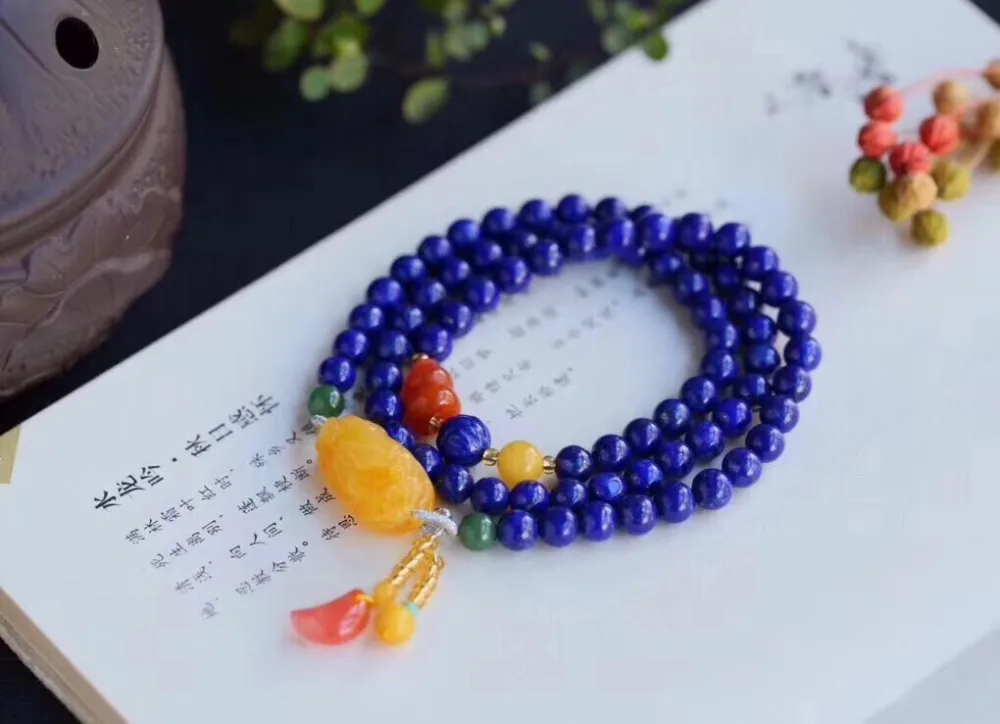 6.8mm Natural Lapis Lazuli Gemstone 3 laps Bracelet For Woman Female Birthday Gift Bless Crystal Stretch Fashion Bracelet AAAAA
6.8mm Natural Lapis Lazuli Gemstone 3 laps Bracelet For Woman Female Birthday Gift Bless Crystal Stretch Fashion Bracelet AAAAA