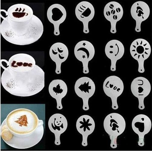 16Pcs/set Fashion Cappuccino Coffee Barista Stencils Template Strew Pad Duster Spray Tools Diameter 8.5cm 2065
16Pcs/set Fashion Cappuccino Coffee Barista Stencils Template Strew Pad Duster Spray Tools Diameter 8.5cm 2065