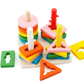 1Set Children Fantastic Rainbow Four Column For Intelligence Matching Stacker Wooden Learning Block Geometric Shape Set Stacking
1Set Children Fantastic Rainbow Four Column For Intelligence Matching Stacker Wooden Learning Block Geometric Shape Set Stacking