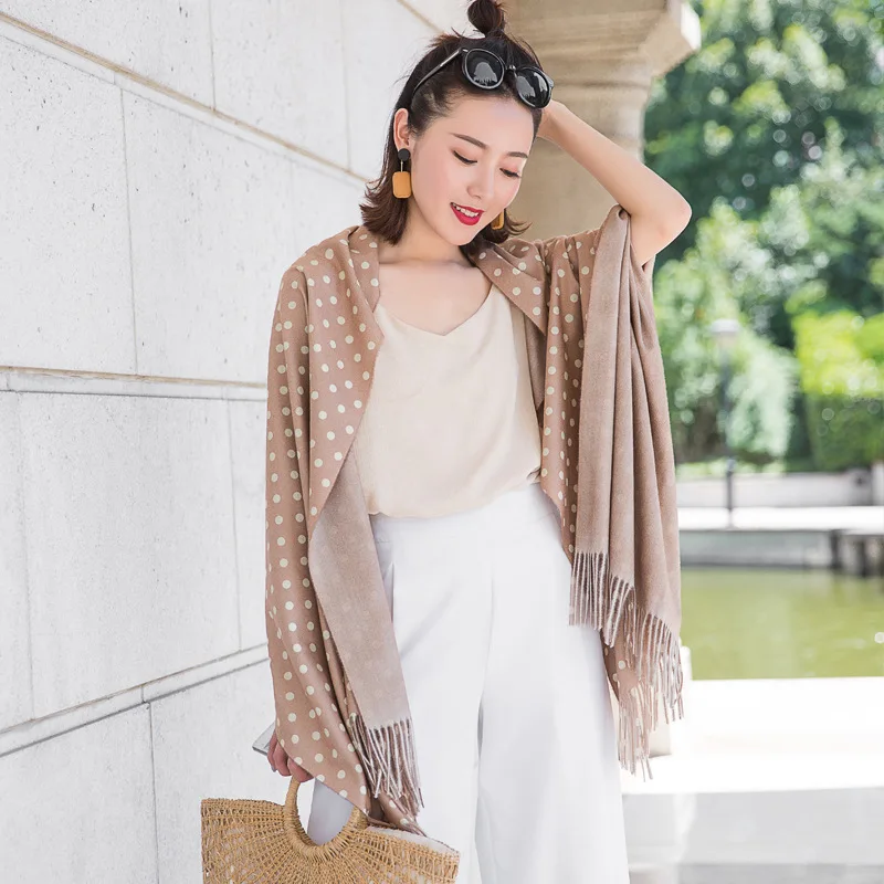 New autumn winter polka dot double-sided scarf female imitation cashmere wave point shawl versatile long tassel winter color
New autumn winter polka dot double-sided scarf female imitation cashmere wave point shawl versatile long tassel winter color