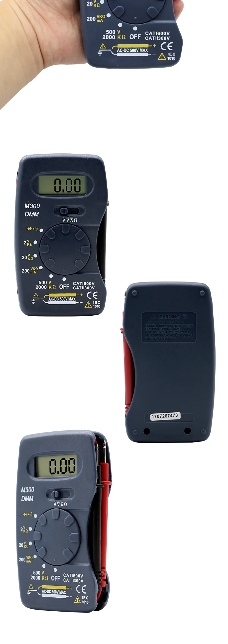 Pocket Digital Multimeter Ammeter Voltmeter DC/AC Resistor Ohm Voltage Multi Meter Tester Electrical Instruments