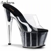 Sorbern Clear Pvc Transparent Sexy Slippers Women Clear Heels Platform Shoes Slides Women Open Toe Custom Colors Mules Stilettos