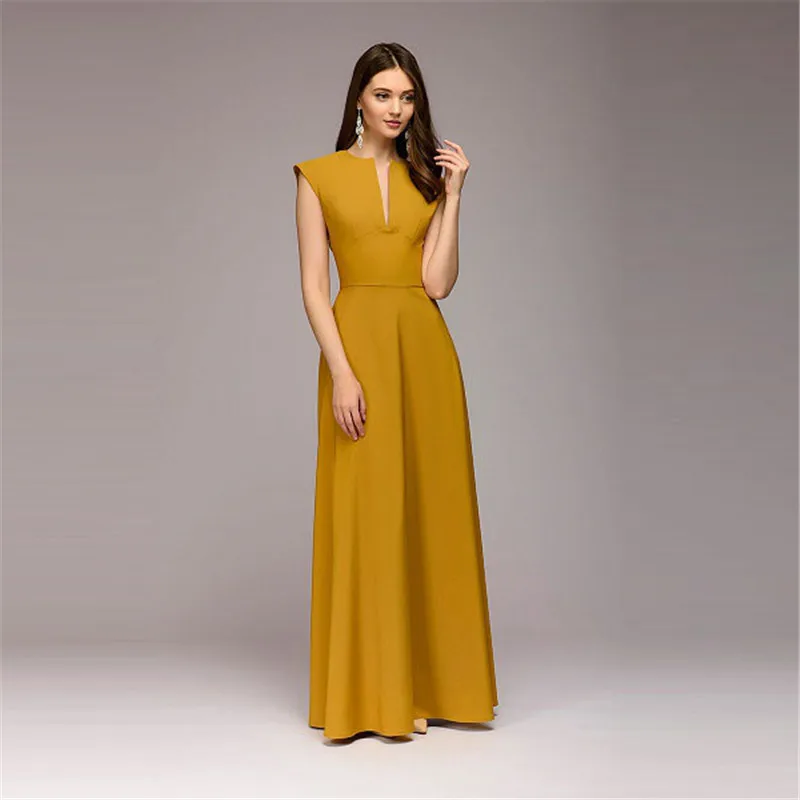 2018 Yellow Dress Women Solid V-neck Casual Dress Women Natural Waist Floor-length Maxi Dress Straight Plus Size S--4XL
2018 Yellow Dress Women Solid V-neck Casual Dress Women Natural Waist Floor-length Maxi Dress Straight Plus Size S--4XL